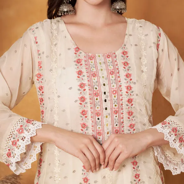 Cream_Polyester_Organza_A-Line_Embroidered_Suit_Set_With_Dupatta_For_Women