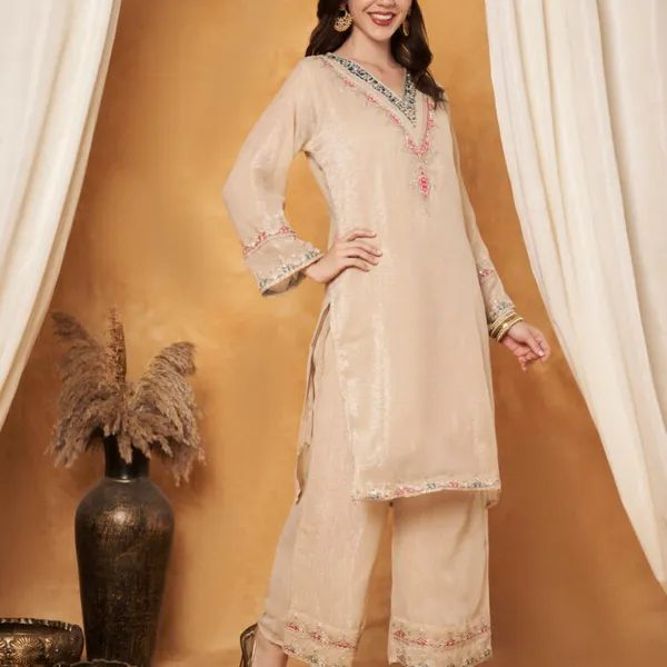 Cream_Polyester_Zari_Embroidered_Suit_Set_For_Women