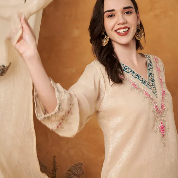 Cream_Polyester_Zari_Embroidered_Suit_Set_For_Women