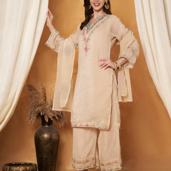 Cream_Polyester_Zari_Embroidered_Suit_Set_For_Women
