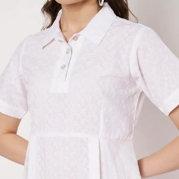 White_Cotton_Chikankari_A-Line_Dress_For_Women