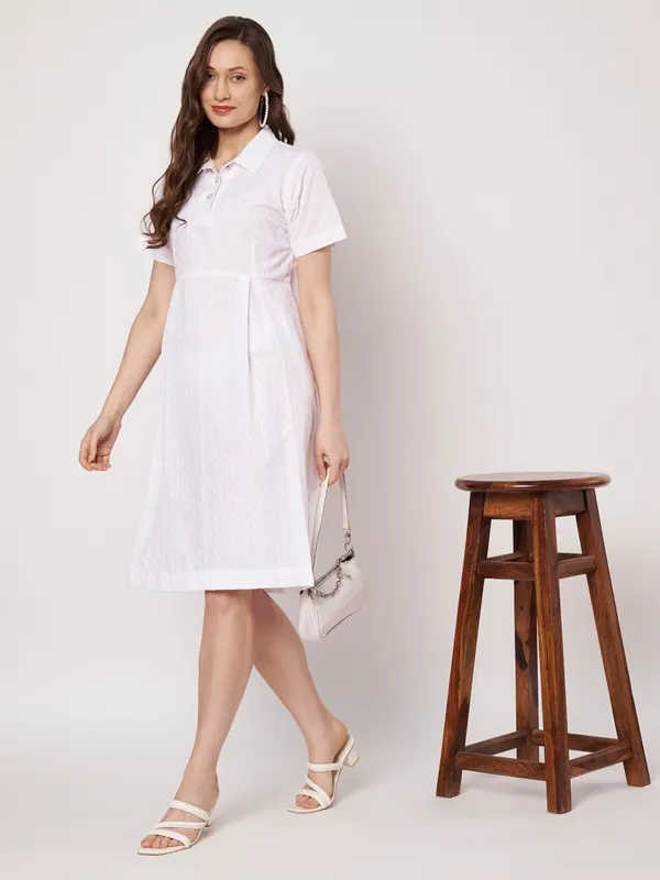 White_Cotton_Chikankari_A-Line_Dress_For_Women