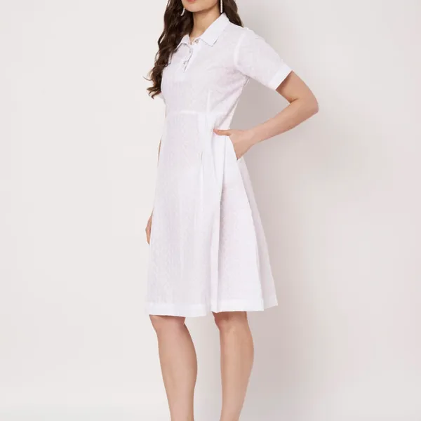 White_Cotton_Chikankari_A-Line_Dress_For_Women