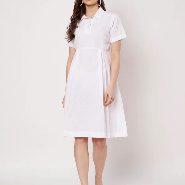 White_Cotton_Chikankari_A-Line_Dress_For_Women