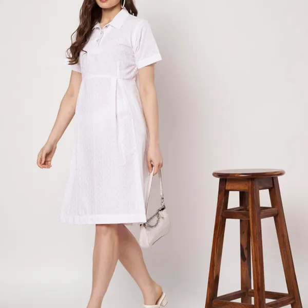 White_Cotton_Chikankari_A-Line_Dress_For_Women
