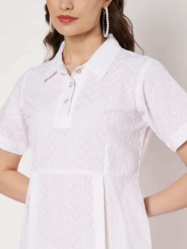 White_Cotton_Chikankari_A-Line_Dress_For_Women