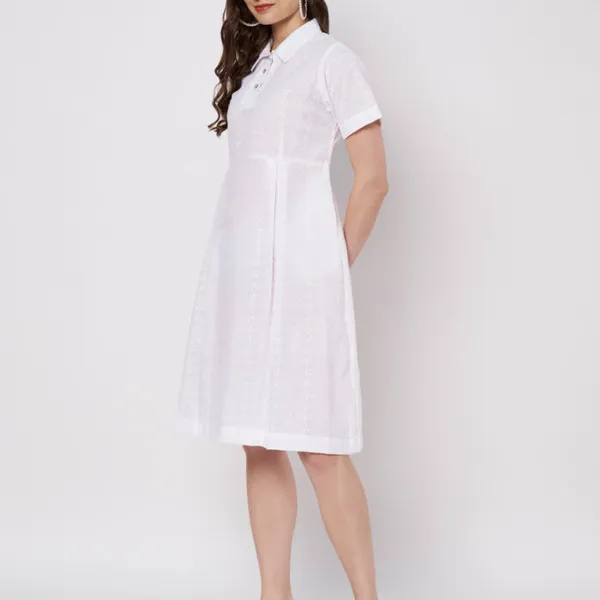 White_Cotton_Chikankari_A-Line_Dress_For_Women