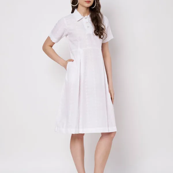 White_Cotton_Chikankari_A-Line_Dress_For_Women