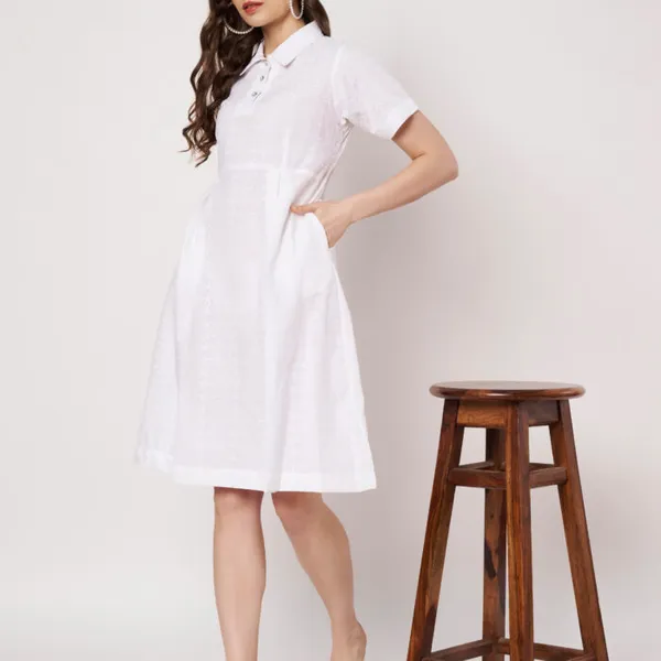 White_Cotton_Chikankari_A-Line_Dress_For_Women