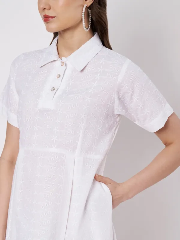 White_Cotton_Chikankari_A-Line_Dress_For_Women