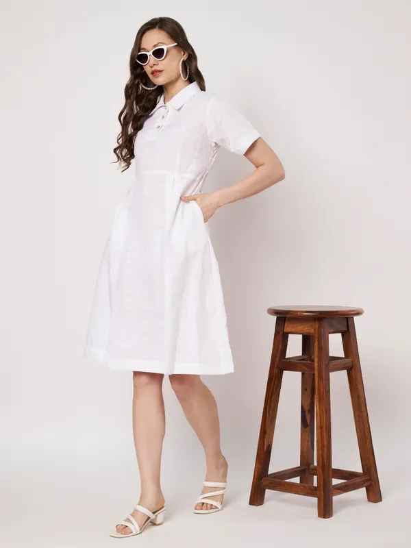 White_Cotton_Chikankari_A-Line_Dress_For_Women