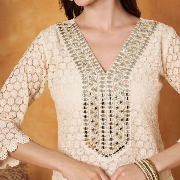 Cream_Cotton_Crochet_Embroidered_Co-Ord_Set_For_Women