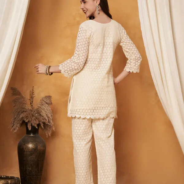 Cream_Cotton_Crochet_Embroidered_Co-Ord_Set_For_Women
