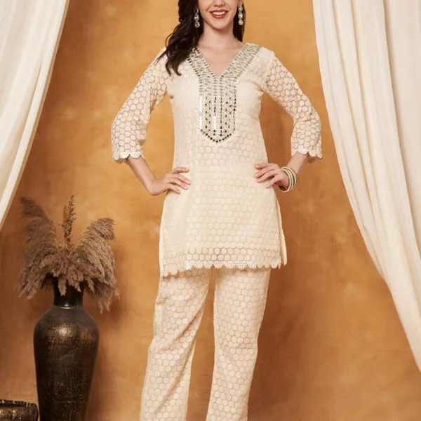 Cream_Cotton_Crochet_Embroidered_Co-Ord_Set_For_Women