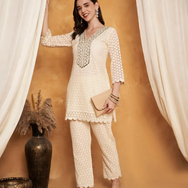 Cream_Cotton_Crochet_Embroidered_Co-Ord_Set_For_Women