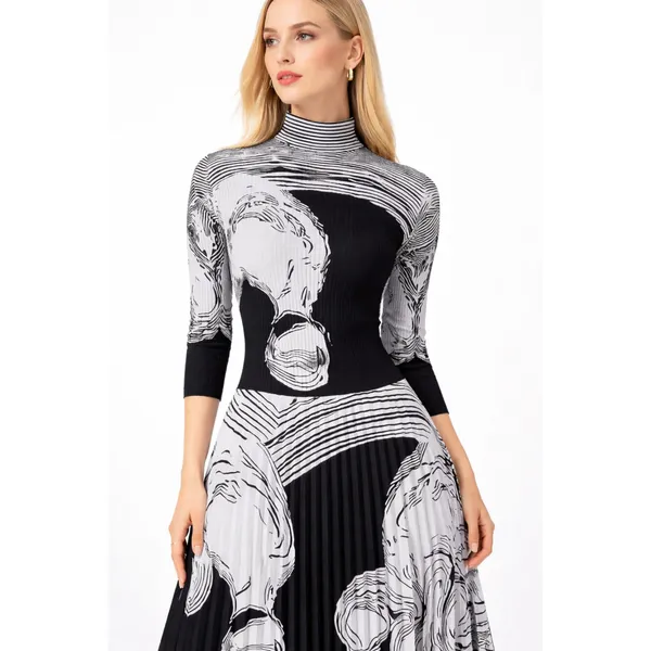 Black_And_White_Polyester_Printed_Top_Skirt_Co-Ord_Set_For_Women