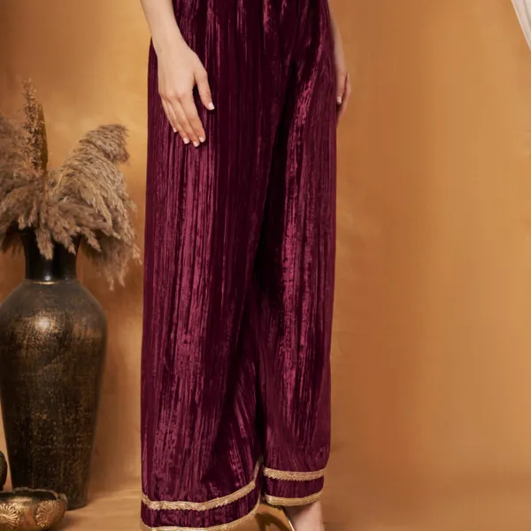 Maroon_Polyester_Velvet_Embellished_Co-Ord_Set_For_Women