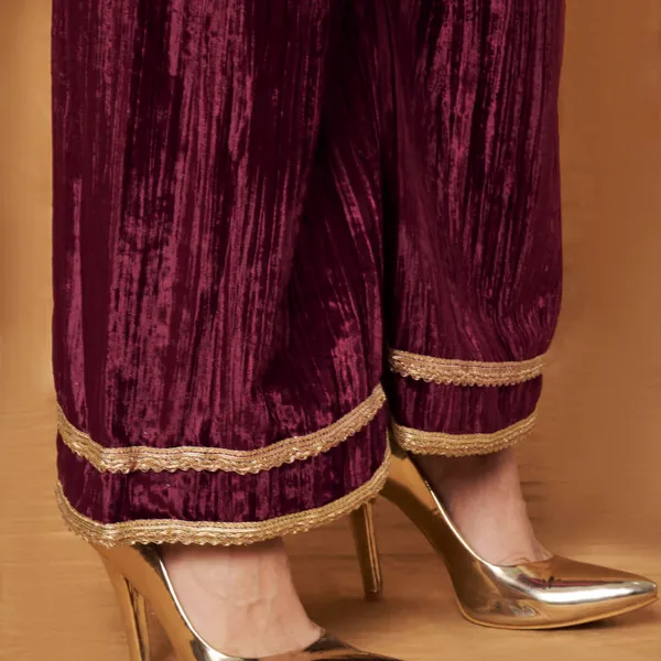 Maroon_Polyester_Velvet_Embellished_Co-Ord_Set_For_Women
