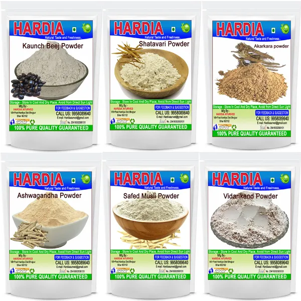 Pack_Of_6_Hardia_Akarkara_vidharikand_safed_musli_shatavari_kaunch_beej_ashwagandha_powder_combo_pack
