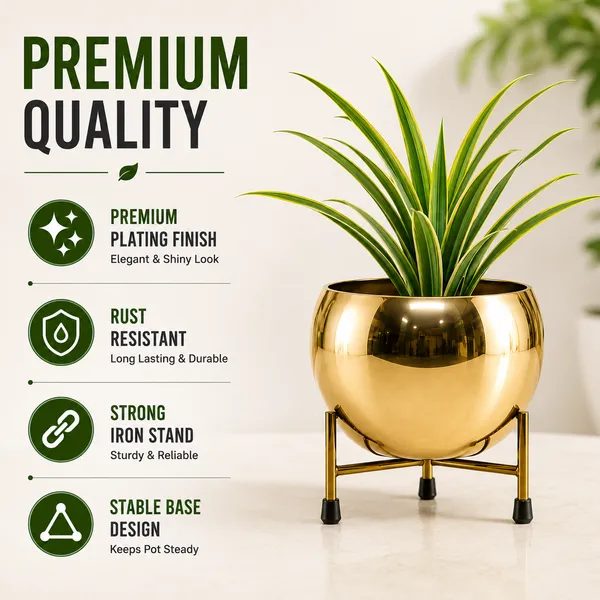 Iron_Indoor_Gold_Finish_Planter_With_Stand