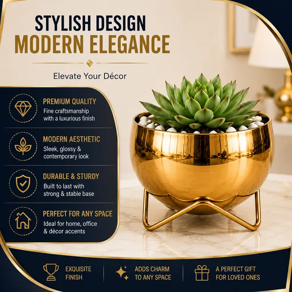 Iron_Indoor_Gold_Planter_With_Stand
