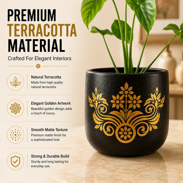 Terracotta_Indoor_Floral_Embossed_Black_Planter_Pot