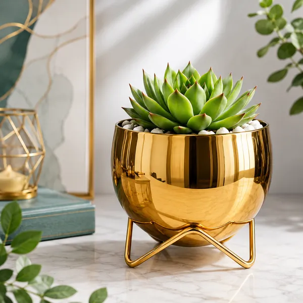 Iron_Indoor_Gold_Planter_With_Stand