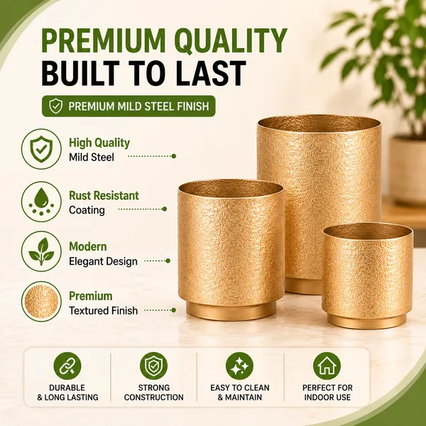 Pack_Of_2_Iron_Cylindrical_Gold_Planter