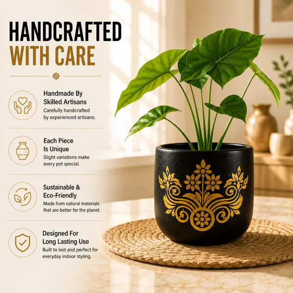 Terracotta_Indoor_Floral_Embossed_Black_Planter_Pot