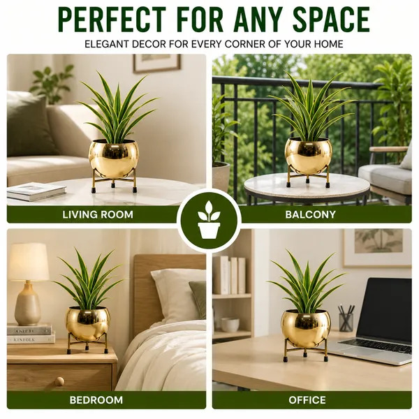 Iron_Indoor_Gold_Finish_Planter_With_Stand