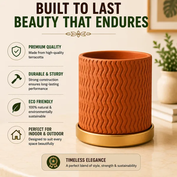 Terracotta_Textured_Golden_Saucer_Planter_Pot