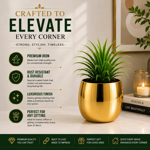 Iron_Indoor_Gold_Round_Planter_Pot