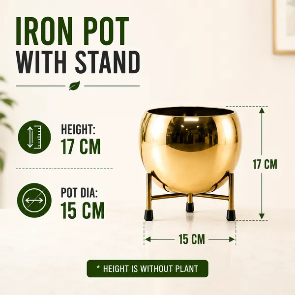 Iron_Indoor_Gold_Finish_Planter_With_Stand