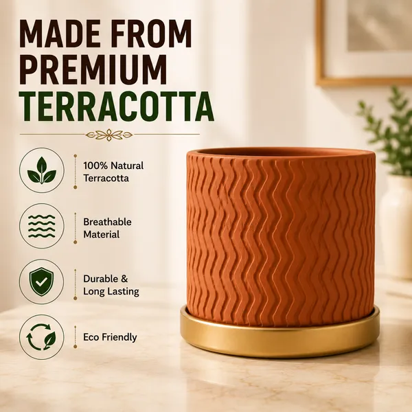 Terracotta_Textured_Golden_Saucer_Planter_Pot