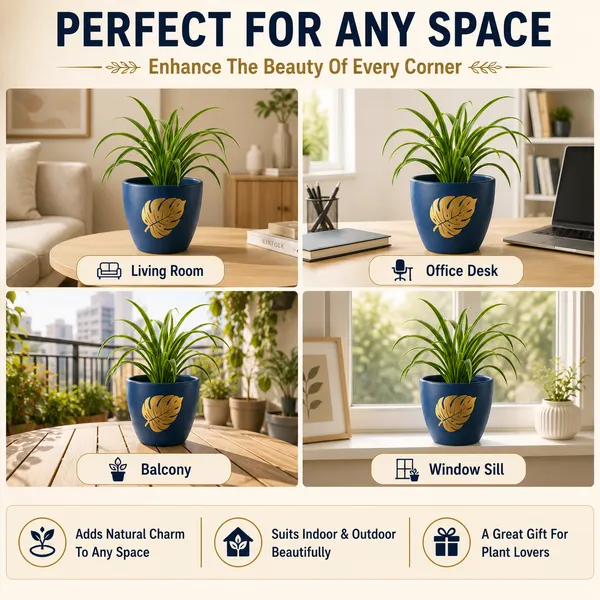 Terracotta_Indoor_Navy_Blue_Golden_Leaf_Planter_Pot
