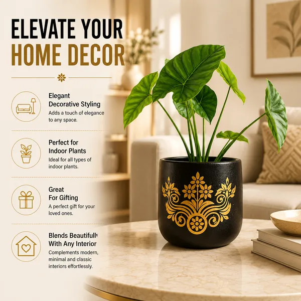 Terracotta_Indoor_Floral_Embossed_Black_Planter_Pot