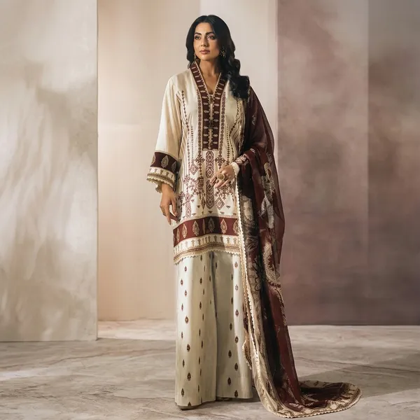 Cream_Brown_printed_Cotton_Suit_Set_For_Women