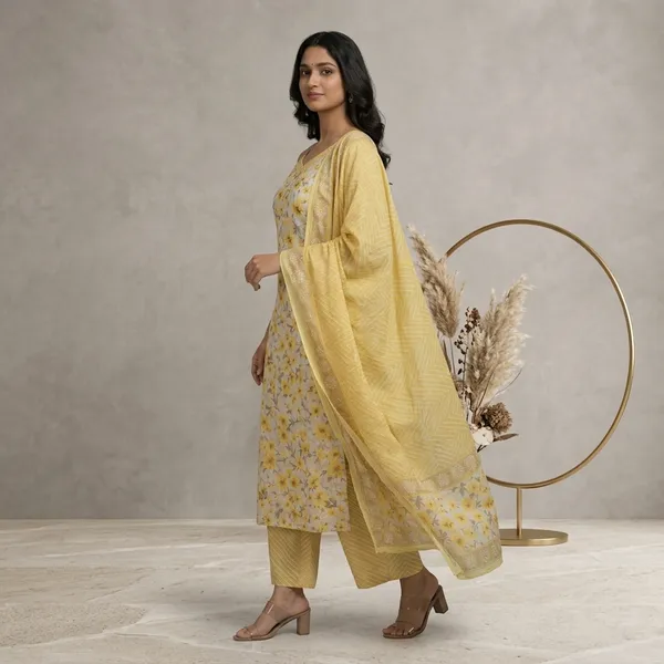 Noodle_Style_Yellow_Floral_Print_Kurta_Set_with_Dupatta__for_Women