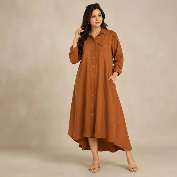 Rust_Brown_Cotton_Relaxed_Fit_Midi_Dress_For_Women