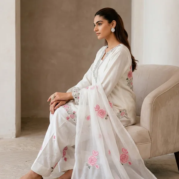 White_Embroidered_satin_Kurta_Set_with_Farsi_salwar_For_Women