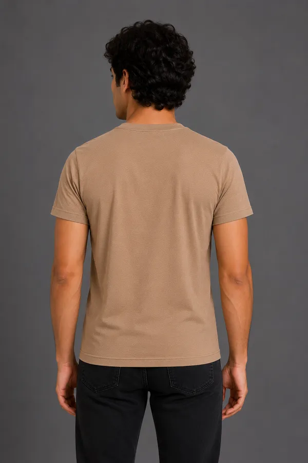 Beige_Pure_Cotton_Round_Neck_Tshirt_for_Mens