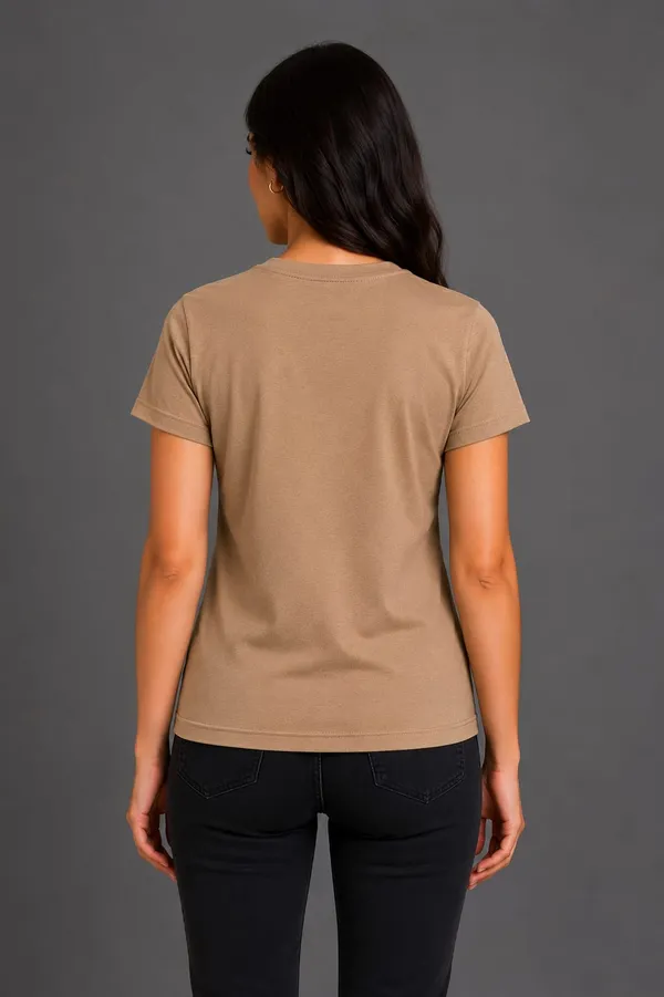 Beige_Pure_Cotton_Round_Neck_Tshirt_for_Womens