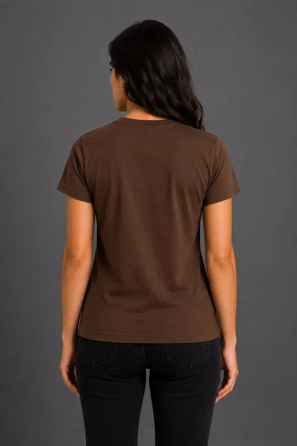 Coffee_Pure_Cotton_Round_Neck_Tshirt_for_Womens