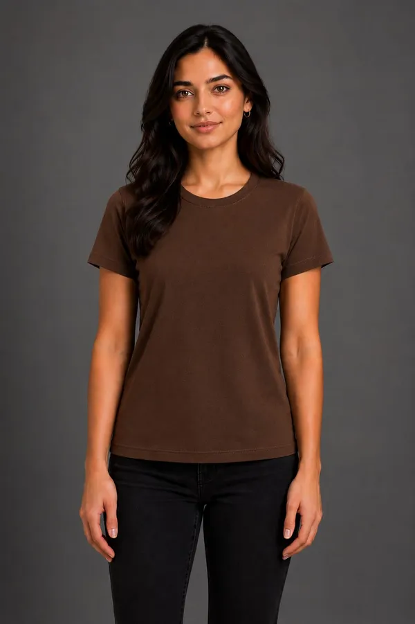 Coffee_Pure_Cotton_Round_Neck_Tshirt_for_Womens