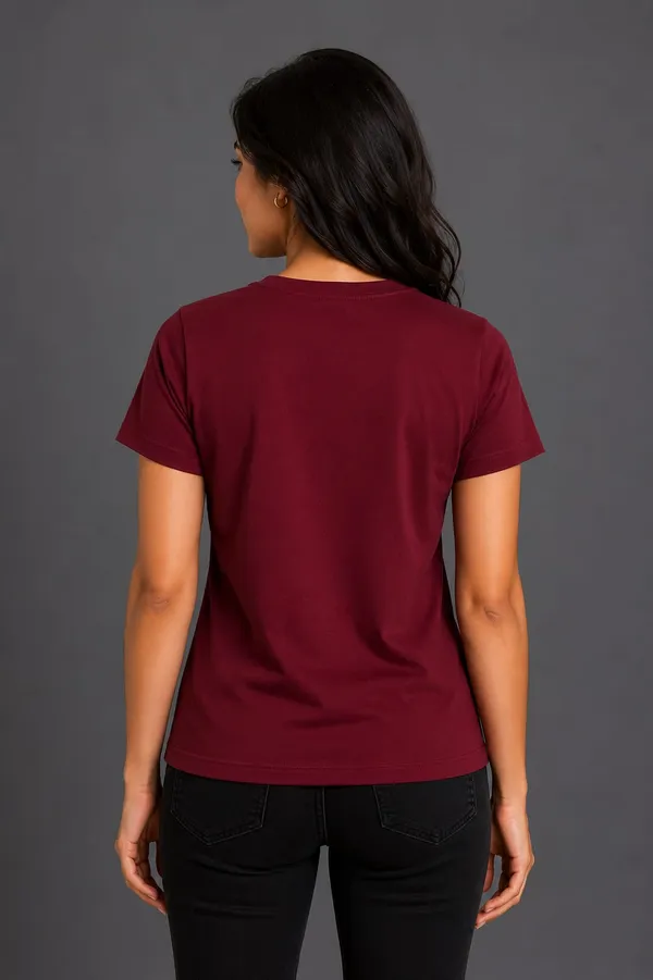 Maroon_Pure_Cotton_Round_Neck_Tshirt_for_Womens