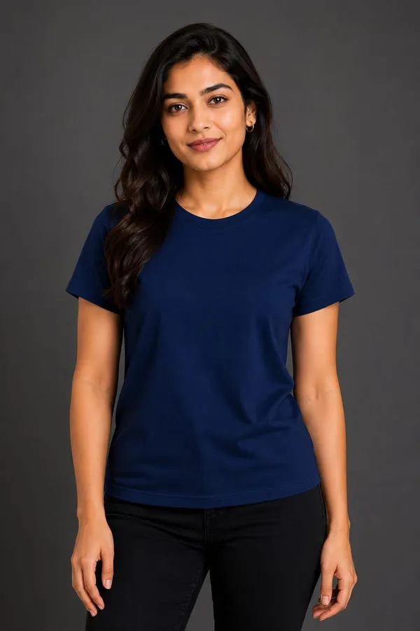Navy_Blue_Pure_Cotton_Round_Neck_Tshirt_for_Womens