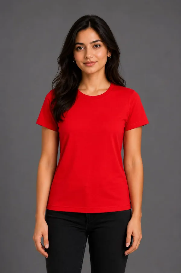 Red_Pure_Cotton_Round_Neck_Tshirt_for_Womens