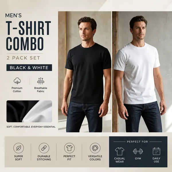 White_and_Black_Pure_Cotton_Tshirt_For_Men_|_(Pack_of_2)