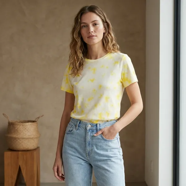 Yellow_Pure_Cotton_Tshirt_For_Women
