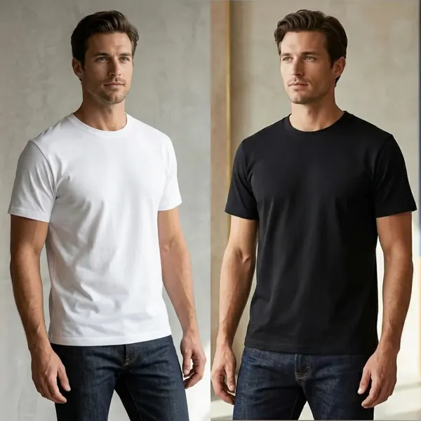 White_and_Black_Pure_Cotton_Tshirt_For_Men_|_(Pack_of_2)
